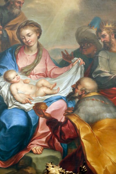 Betlehem. A mágusok imádata. Friss. Santa Maria delle Vigne bazilika. Genova. Olaszország. alkotó: Italian School
