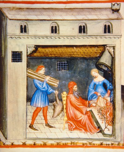 Nova 2644 fol.55r Tél: Tűz előtt, Tacuinum Sanitatis alkotó: Italian School