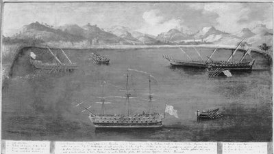 A híres tengerész, Mattio Ivanovics da Dobrota egyik haditengerészeti hőstette, 1730 körül alkotó: Italian School