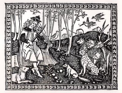 Orpheus Playing to the Animals, 1500 (fametszet) (bw fotó) alkotó: Italian School