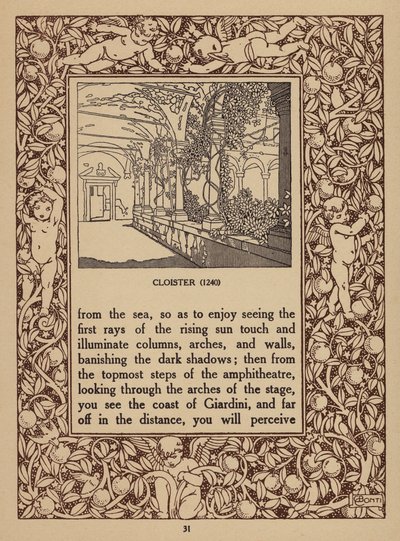 Oldal a San Domenico Palace Hotel, Taormina prospektusából (litho) alkotó: Italian School