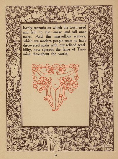 Oldal a San Domenico Palace Hotel, Taormina prospektusából (litho) alkotó: Italian School