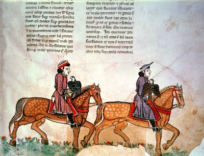 Pal Lat 1071 II. Frigyes: Két lovas sólymokkal, a De Arte Hunting with the Birds c. alkotó: Italian School