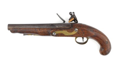 1796-os mintájú kovaköves pisztoly nehéz dragonyosokhoz, variáció ramrod csővel és Ordnance mintás zárral, 1800 körül (pisztoly, kovakő, minta 1796 nehéz dragonyos) alkotó: Italian School