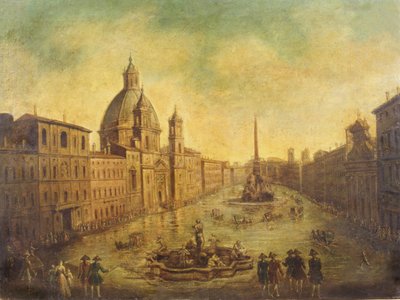 A Piazza Navona elöntött alkotó: Italian School