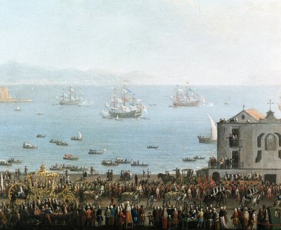 Piedigrotta lakoma Nápolyban szeptember 8-án Királyi körmenet részlete - 19. század eleji festmény - Museo Nazionale di San Martino Nápoly alkotó: Italian School