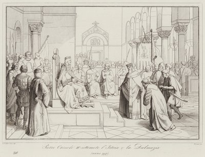 Pietro Orseolo II leigázza Isztria és Dalmácia, 997 (metszet) alkotó: Italian School