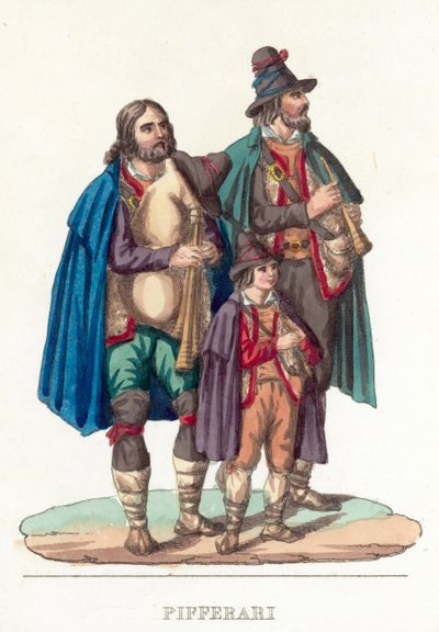 Pifferari (színes metszet) alkotó: Italian School