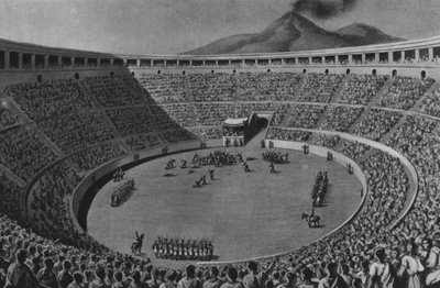 Pompei: Amfiteátrum (litho) alkotó: Italian School