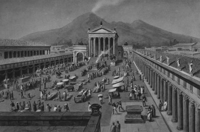 Pompei: Civil fórum (litho) alkotó: Italian School