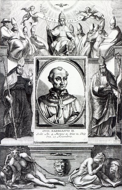 Hadrianus pápa II (metszet) alkotó: Italian School