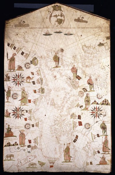 Portolan térkép a Földközi-tengerről és Észak-Európáról, 1575-1600 körül alkotó: Italian School