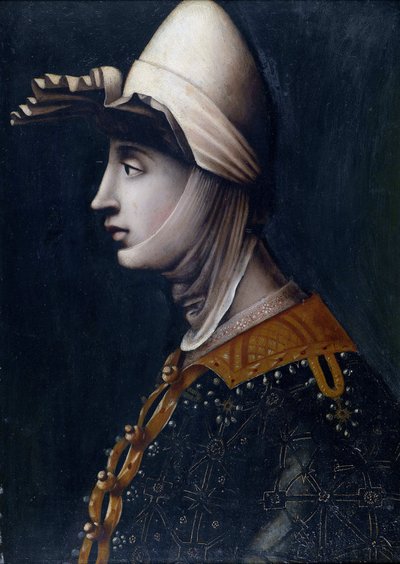 Matilda toszkánai grófnő portréja, ismert nevén Canossa (Mathilde de Briey) (1046-1115) (Matilde di Toscana) (Matilde di Canossa) - Toszkán Matilda, Anonymous, 16. század közepe. - Olaj, kövön, 49,5x36 - Magángyűjtemény alkotó: Italian School