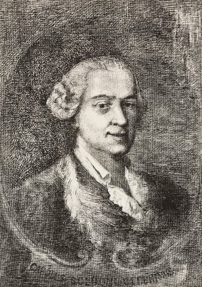 Carlo Goldoni (1707-1793) olasz drámaíró portréja, Marco Pitteri metszet Giambattista Piazzetta festményéből és E Ximenes rajza, metszet a L