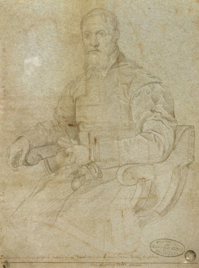 Tizianus portréja (Tiziano Vecellio) (kb. 1485-1576) Római iskola (szén papíron) alkotó: Italian School