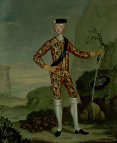 Károly Edward herceg (Bonnie Prince Charlie, 1720-88) Tartanban alkotó: Italian School