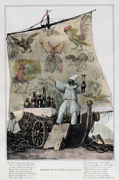 Pulcinella visszatér a Holdról alkotó: Italian School