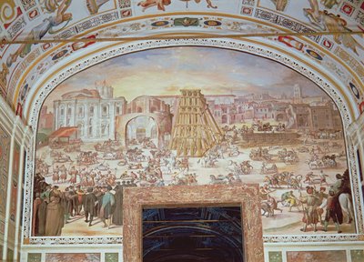 Az obeliszk eltávolítása Néró cirkuszából alkotó: Italian School