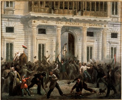 1848-as forradalmak, Milánó öt napja: március 18-án a felkelők elfoglalják a kormánypalotát (festmény alkotó: Italian School