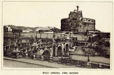 Róma: Mole Adriana római fórum (litho) alkotó: Italian School