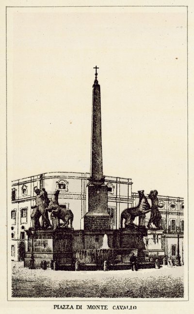 Róma: Monte Cavallo tér (litho) alkotó: Italian School