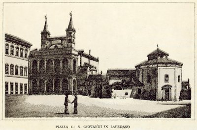 Róma: Piazza Di S Giovanni Laterano (litho) alkotó: Italian School