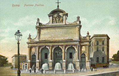 Róma, Olaszország, Fontana Paolina (színes litográfia) alkotó: Italian School