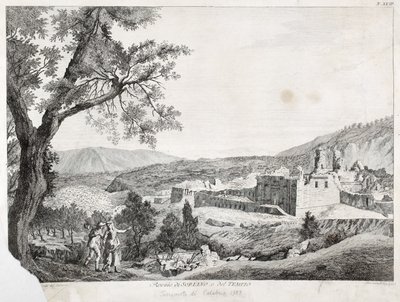 Soriano Calabro romjai és a templom, Calabria, 1783 alkotó: Italian School