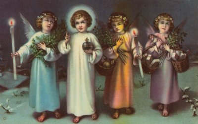 Szent és angyalok (színes litográfia) alkotó: Italian School