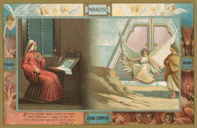 Jelenet Dante Isteni komédiájából (chromolitho) alkotó: Italian School