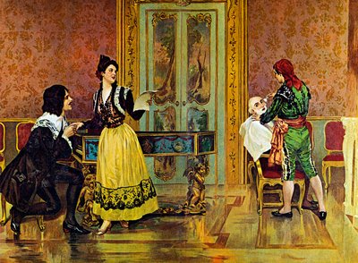 Jelenet Gioachino Rossini "A sevillai borbély" című operájából alkotó: Italian School