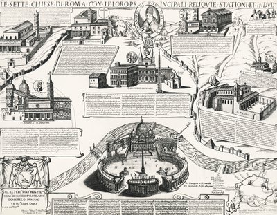 Róma hét temploma VII. Sándor (1655-1667 pápa) portréjával, Olaszország alkotó: Italian School