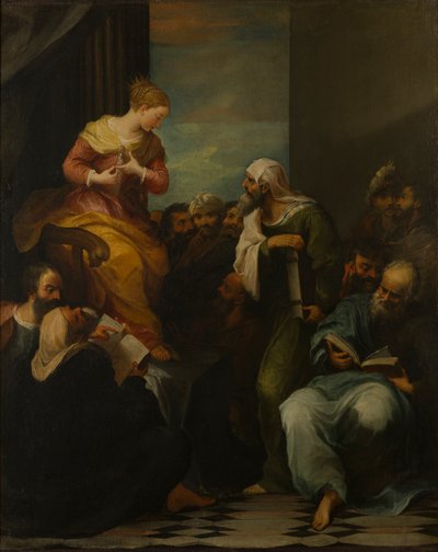 Szent Katalin vitában a bírákkal, 1650-1710 körül (olaj, vászon) alkotó: Italian School