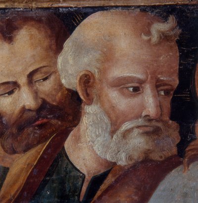Szent Péter, a Madonnát és a Gyermeket Szent Péterrel és Pállal ábrázoló oltárkép részlete, 1540 (tempera a táblán) alkotó: Italian School