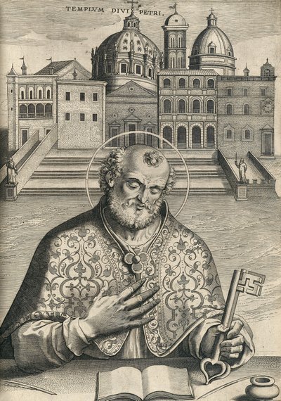 utca Péter a Szent Péter-bazilika előtt a Septem Urbis Primariae templomból, kocsmából. 1599 alkotó: Italian School