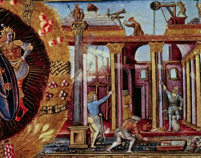 Az építés művészete, egy építészeti kéziratból, velencei alkotó: Italian School