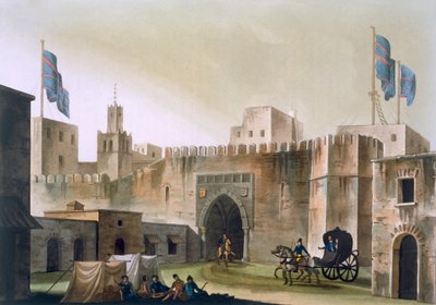 A Beb Kar, Tunisz kapuja, európaiakkal lóvontatású koncerten, 1820-30-as évek alkotó: Italian School