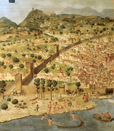 A "Carta della Catena" Firenze panorámáját mutatja alkotó: Italian School