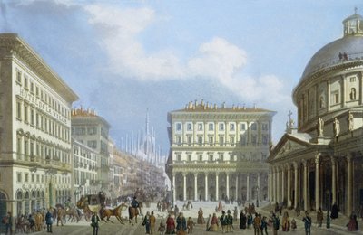 A városháza és a Piazza di San Carlo a Milánói és környéki kilátásból alkotó: Italian School