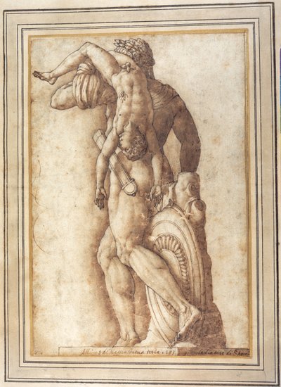 Commodus császár mint gladiátor (toll és tinta mosással papíron) alkotó: Italian School