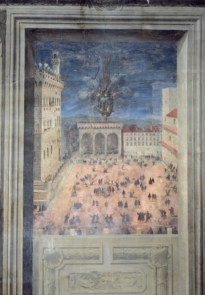 A Piazza della Signoria tűzijátéka, 1560 körül alkotó: Italian School