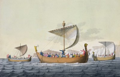 Hódító Vilmos flottája, 8. lemez a Nemzetek története című könyvből (akvatinta) alkotó: Italian School