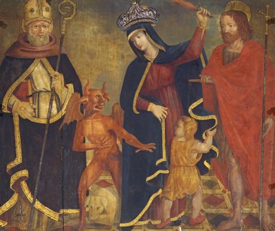 A megkönnyebbülés Madonnája szentekkel (tempera a panelen) alkotó: Italian School
