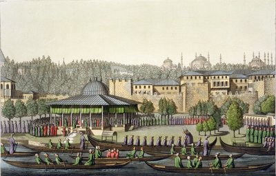 Az admirális bemutatása a szultánnak, 14. tábla A Nemzetek története I. kötet III. részéből, Giacomo Bussi metszet, 1820 körül (akvatinta) alkotó: Italian School