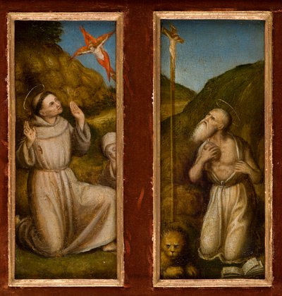 Szent Ferenc és Jeromos megbélyegzése, 1480 körül (olaj, tábla) alkotó: Italian School