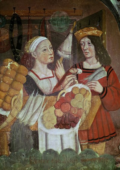 A zöldségpiac (freskó) (részlet) alkotó: Italian School