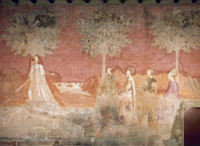 A labdajáték, jelenet a Játékok ciklusból, kb 1445-1450, freskó, Palazzo Borromeo, Milánó, Lombardia, Olaszország alkotó: Italian School