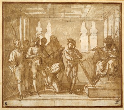 Egy szent lefejezése (toll és tinta mosással és krétával papíron) alkotó: Italian School