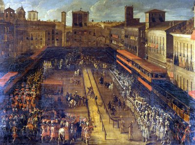A hajdina joute a Piazza Navonán (Róma) 1634.02.25-én. alkotó: Italian School