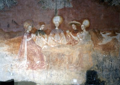A kártyajáték. A milánói Palazzo Borromeo freskói alkotó: Italian School